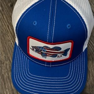 Blue and White Fish Embroidered Hat